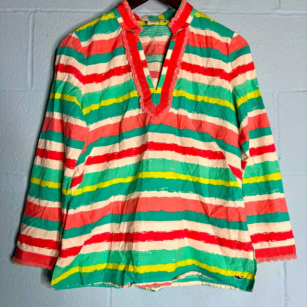 Vineyard Vines Silk Blend Striped Blouse